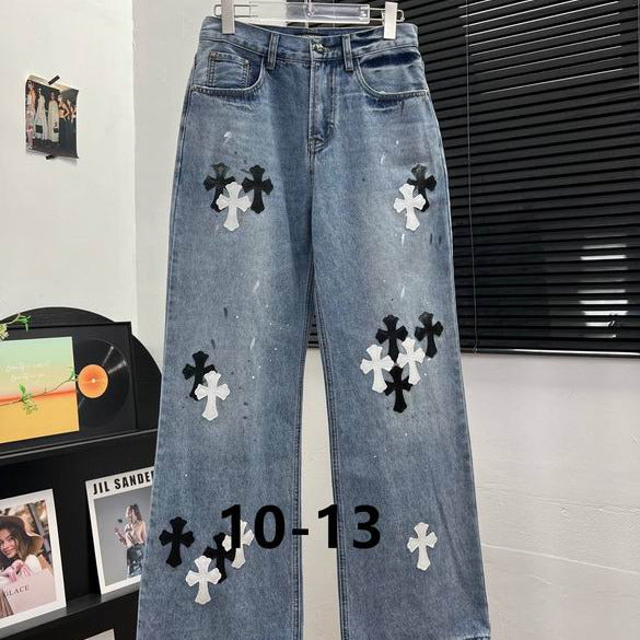 Vaqueros bordados de pierna recta