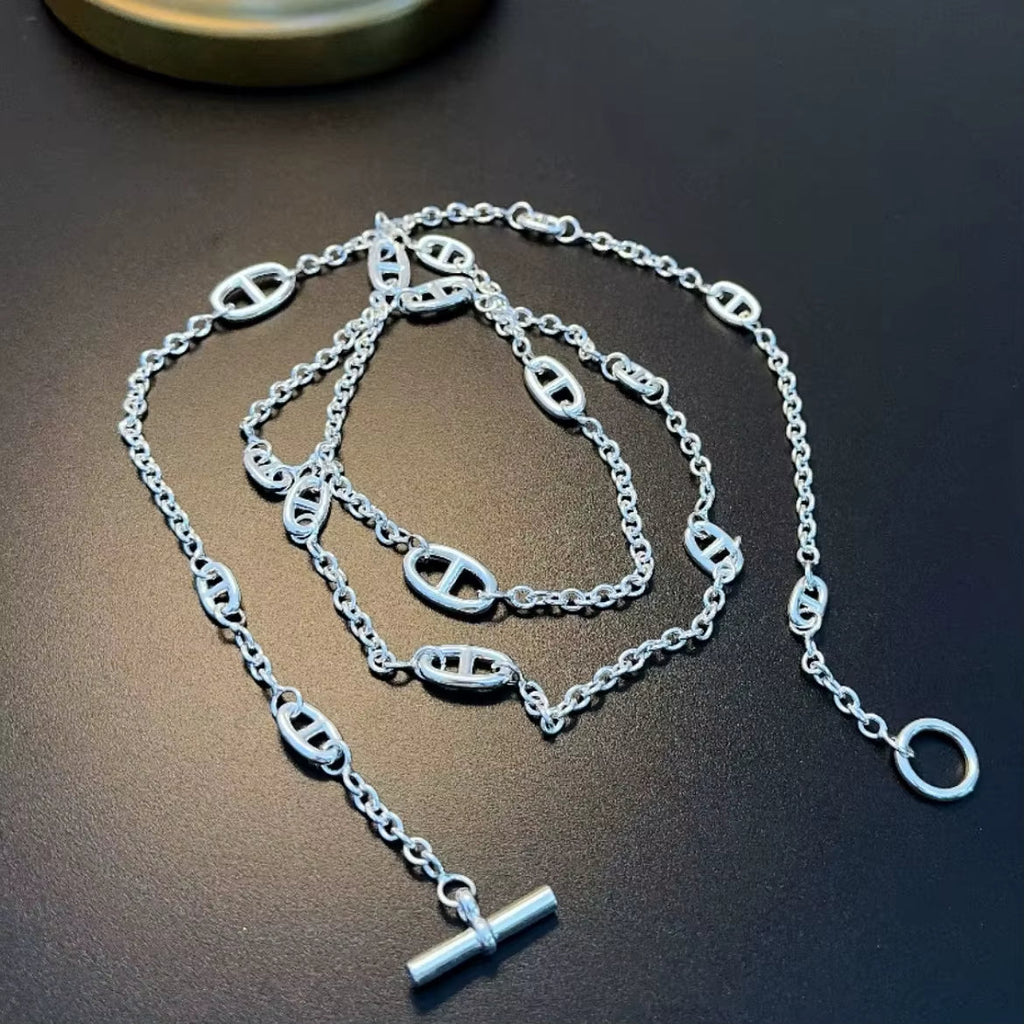 Geschichtete Silberketten-Choker-Halskette