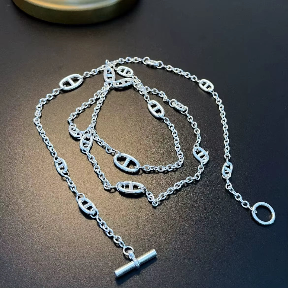 Geschichtete Silberketten-Choker-Halskette