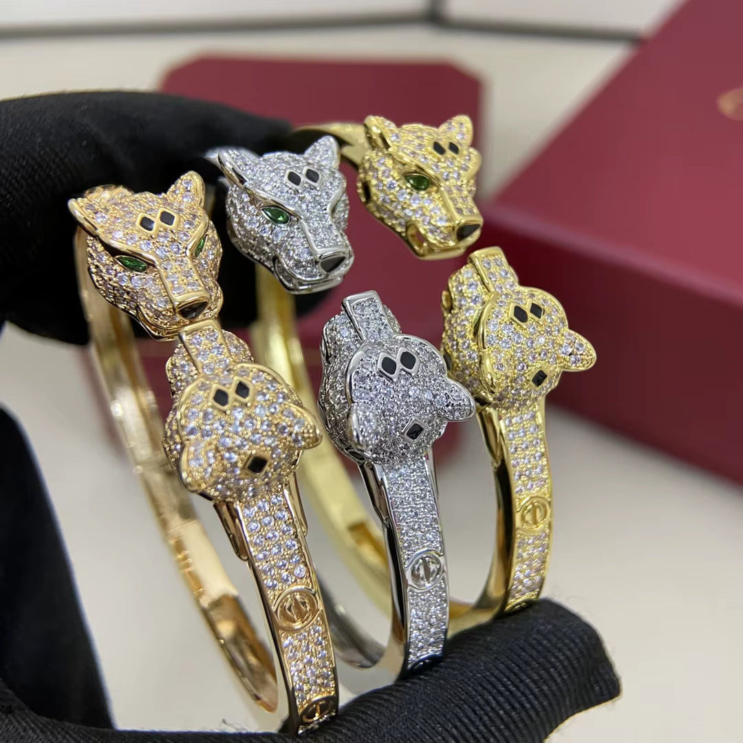 Panther Crystal offener Armreif