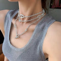 Geschichtete Silberketten-Choker-Halskette