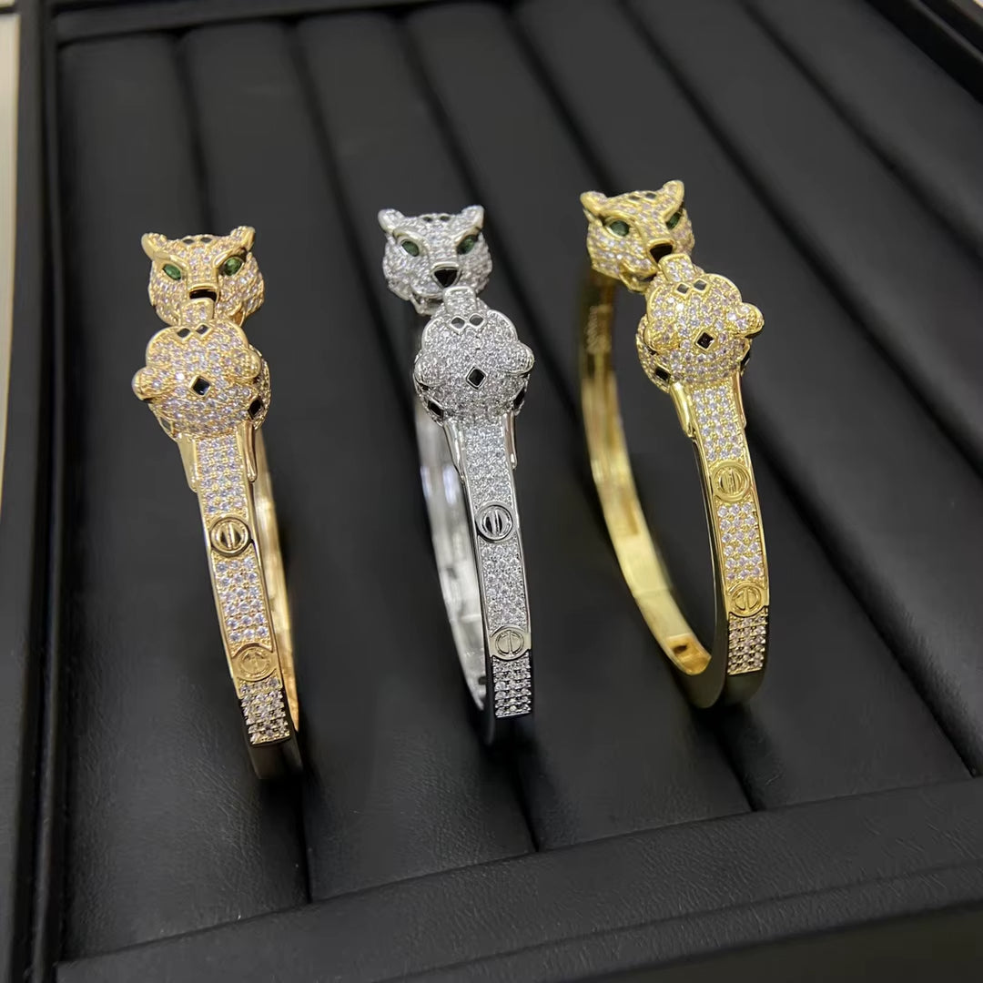 Panther Crystal offener Armreif
