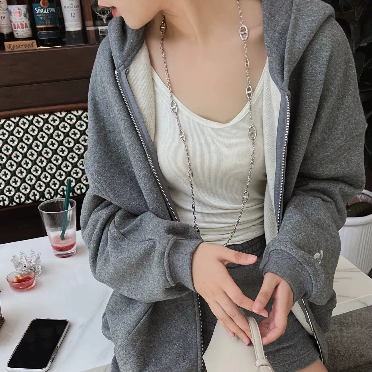 Geschichtete Silberketten-Choker-Halskette