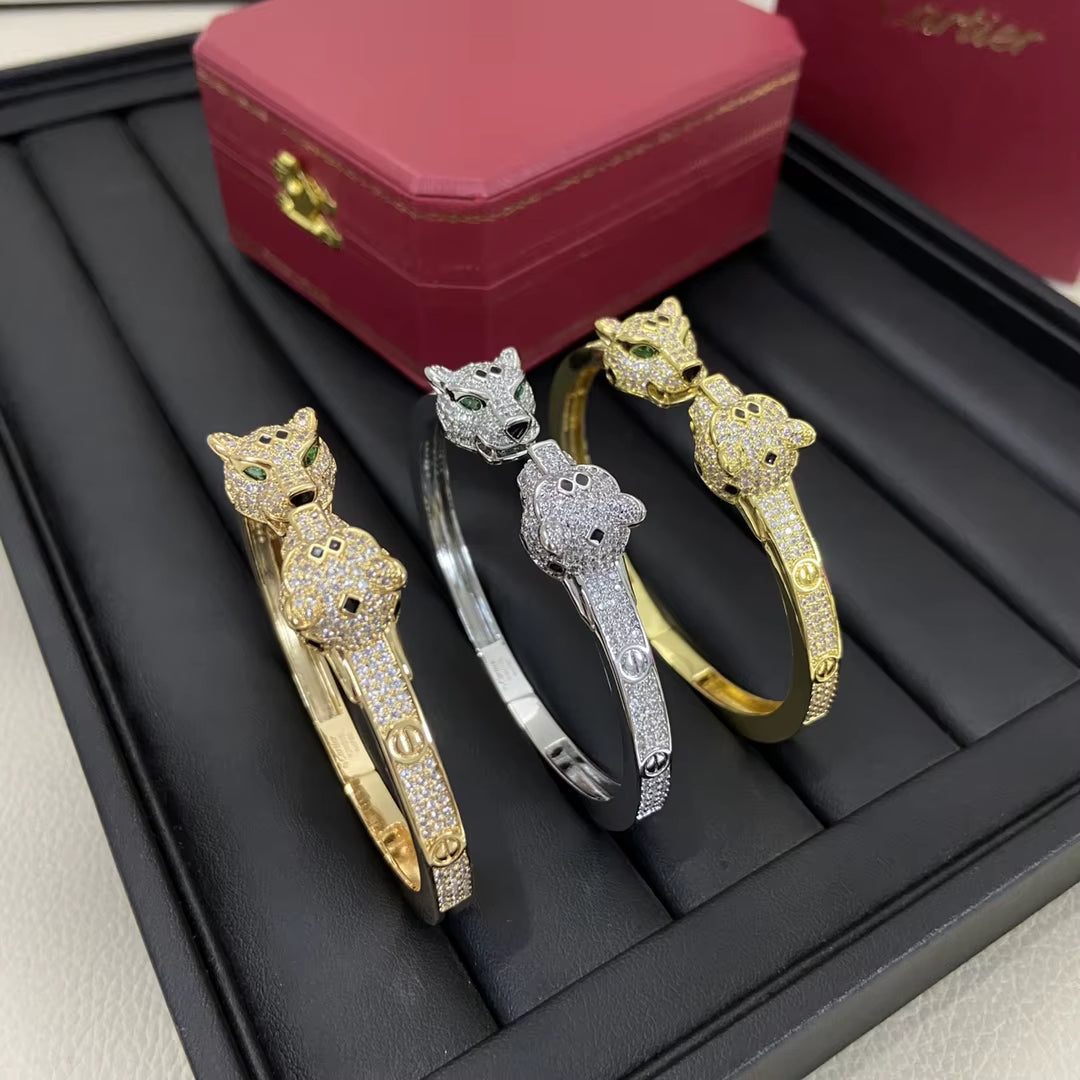 Panther Crystal offener Armreif