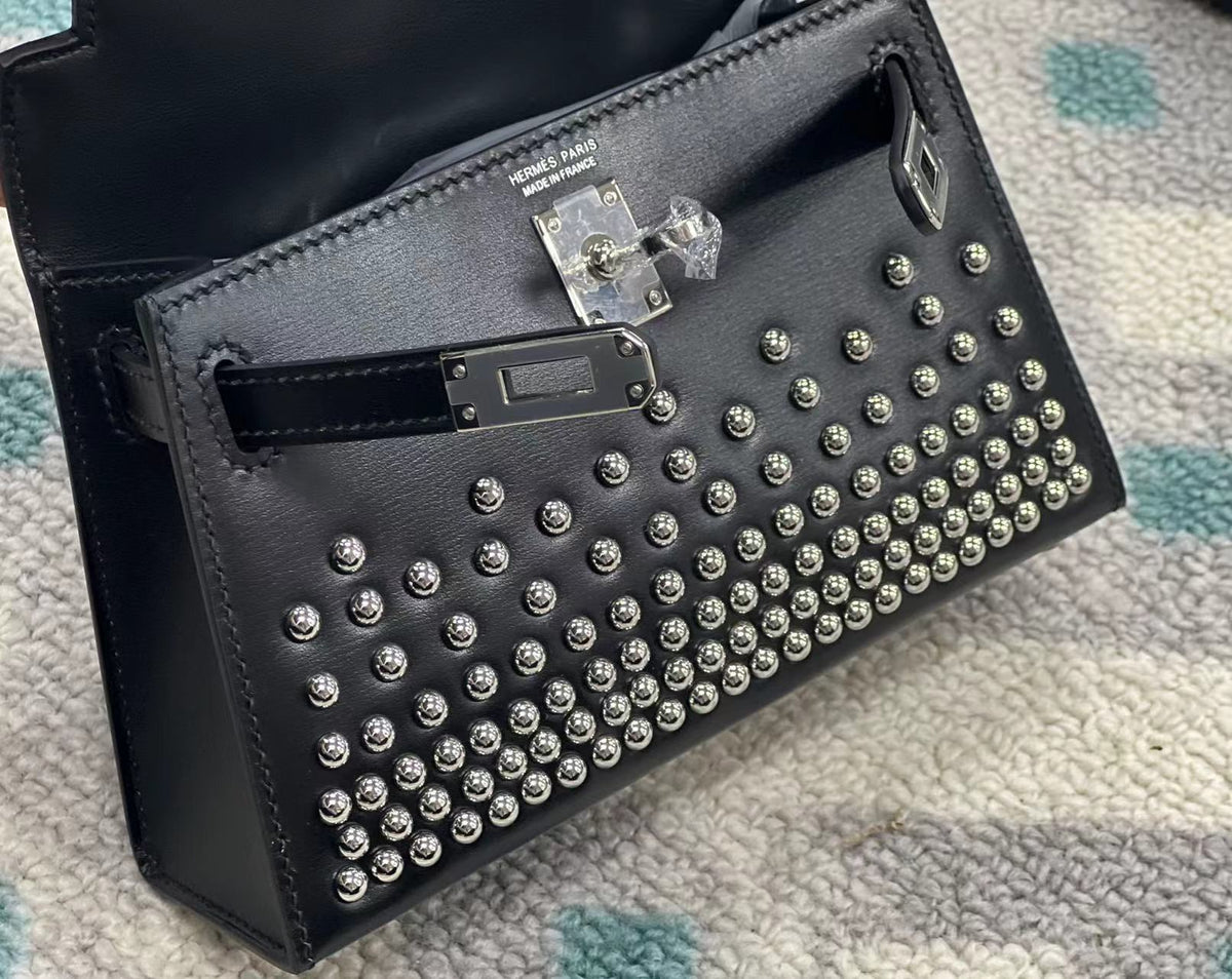 Mini Leather Bag with Palladium Studs