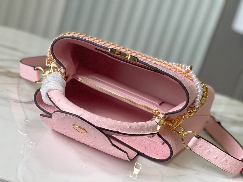 Capucines Trilogy Chain 3-in-1 Pink Ostrich Pearl