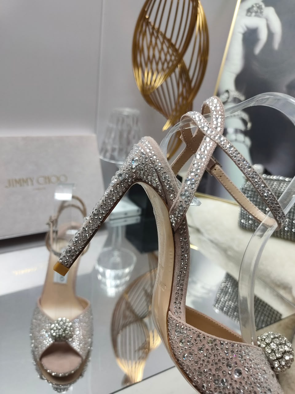 Crystal-heeled sandals