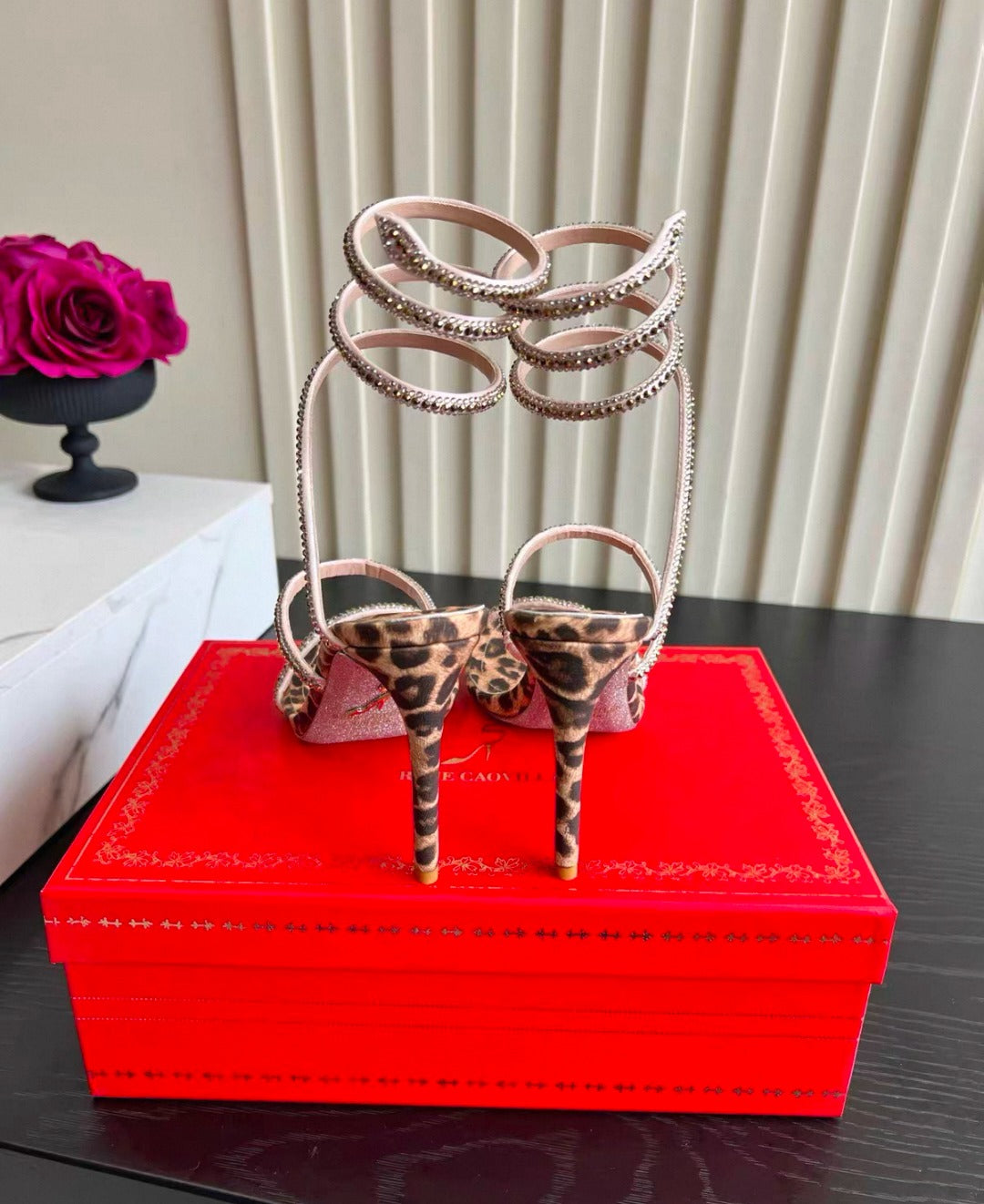 René Caovilla cheetah print heels