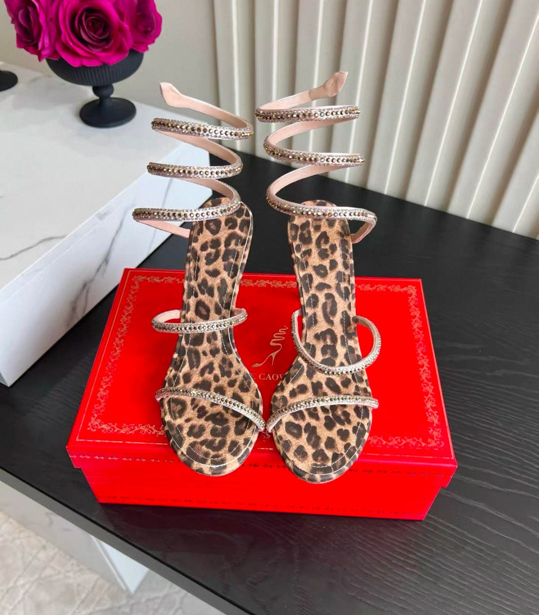 René Caovilla cheetah print heels