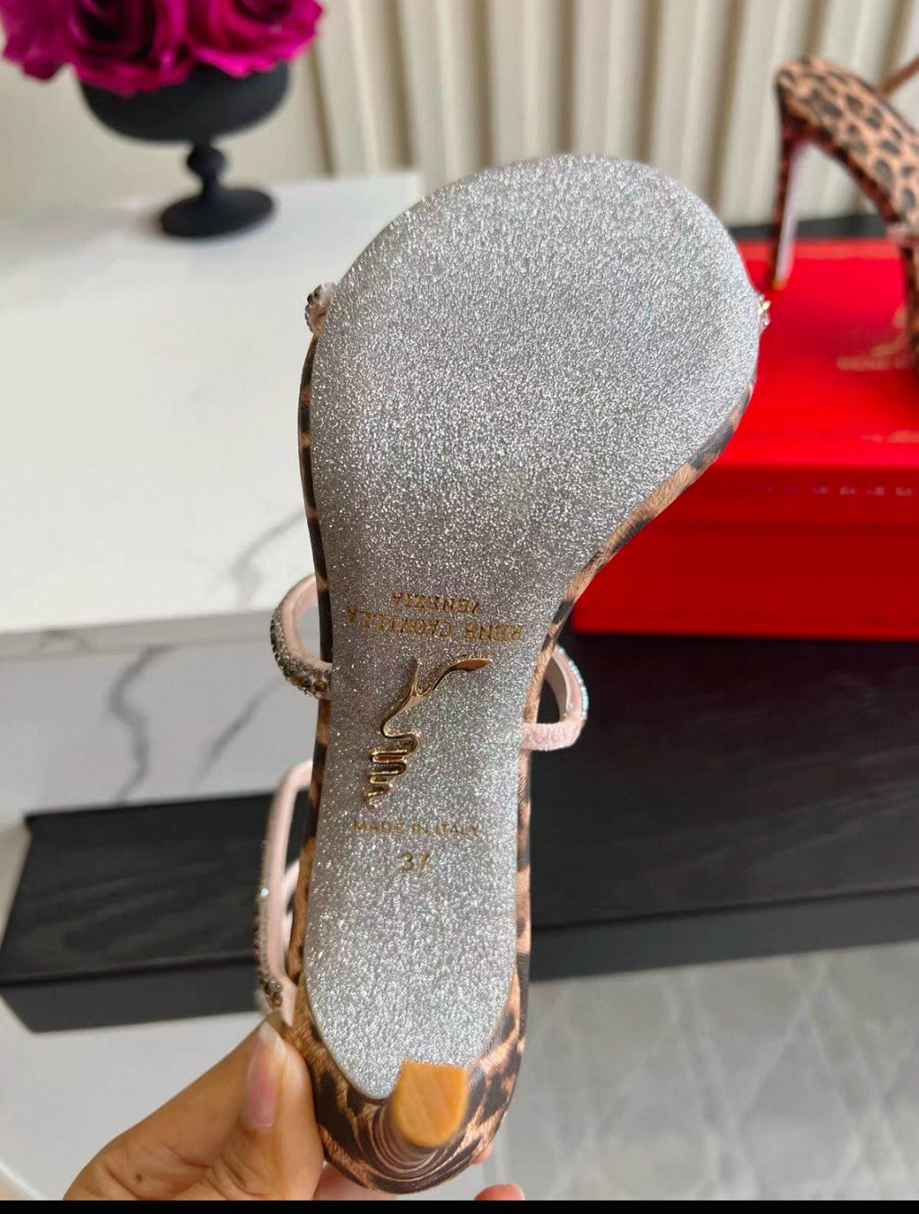 René Caovilla cheetah print heels