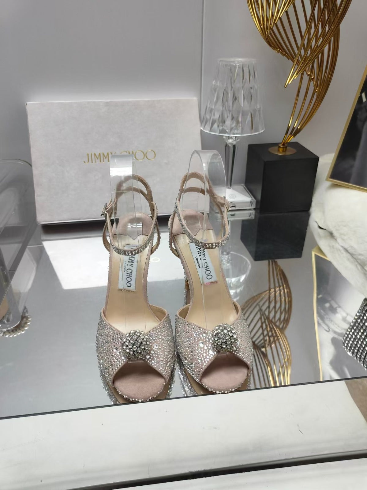 Crystal-heeled sandals