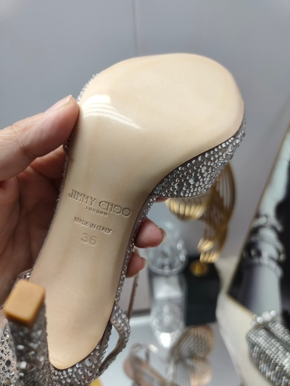 Crystal-heeled sandals