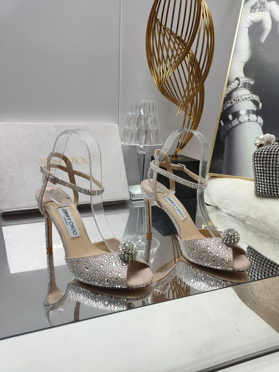 Crystal-heeled sandals