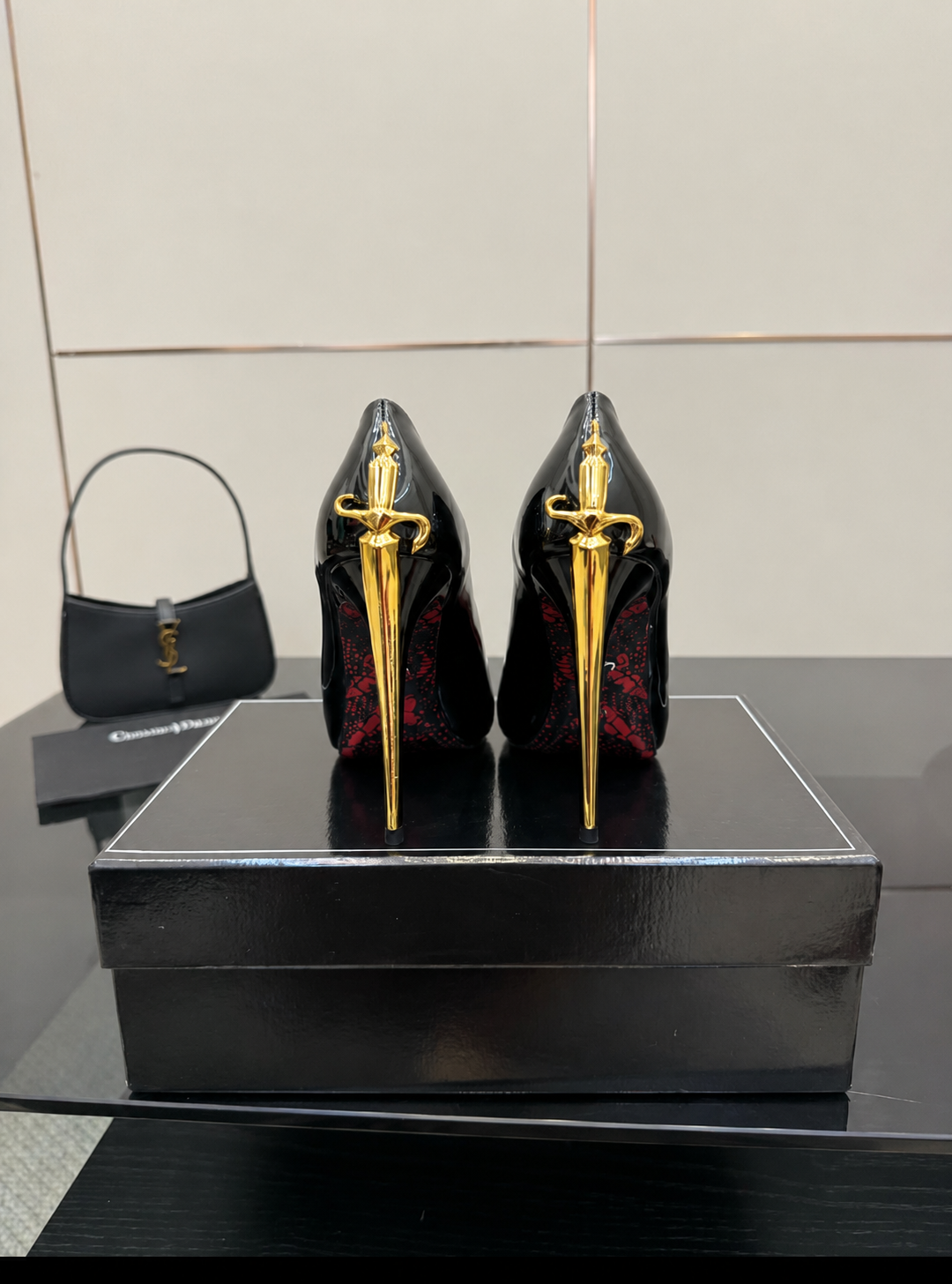 Cesare Paciotti Black Patent Leather Dagger-Heel Pumps