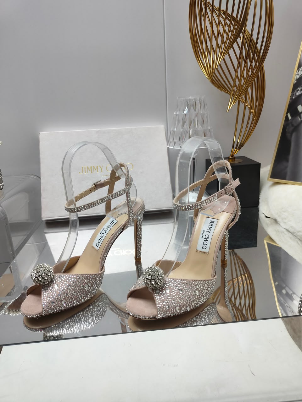 Crystal-heeled sandals